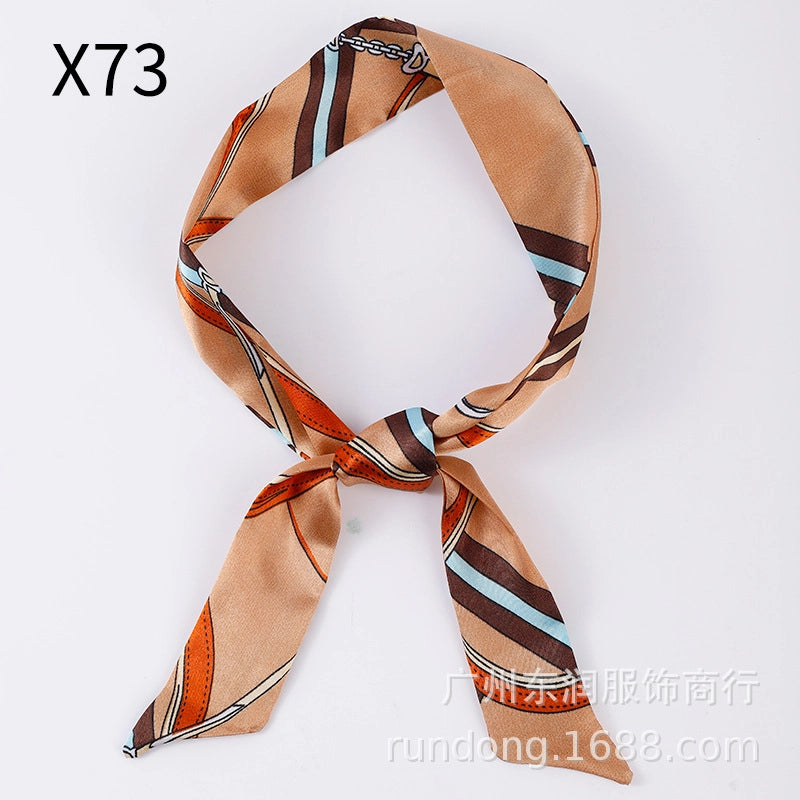 Silk Scarf Long Beveled Small Silk Scarf Double-layer Hair Belt Ribbon Decoration Tie Bag Hand Gift Box Silk Scarf