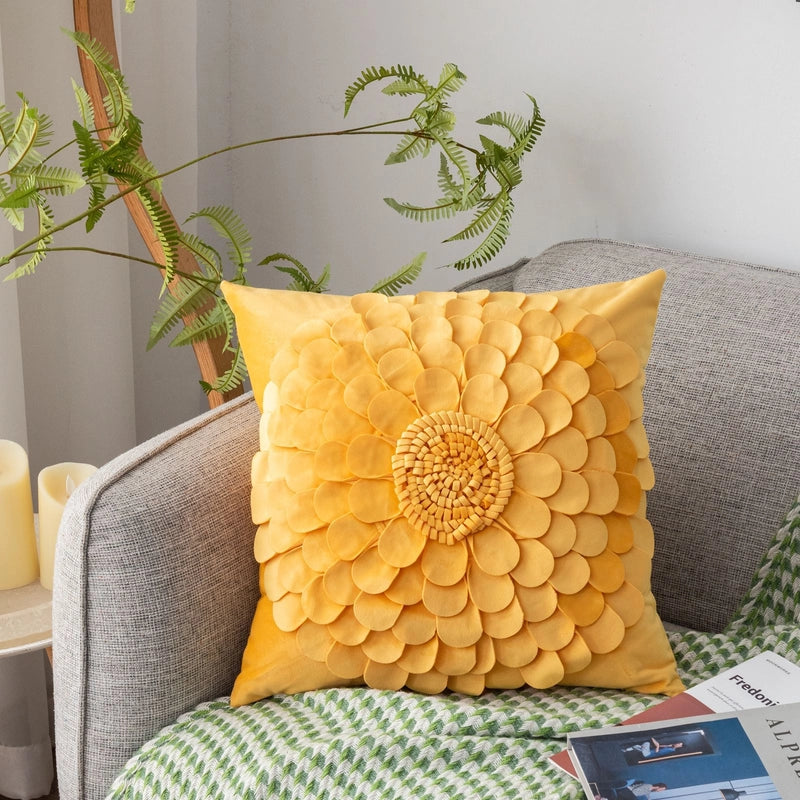Cute Letter Flower Dutch Velvet Throw Pillow Pillow Cases Couch & Sofa Decor