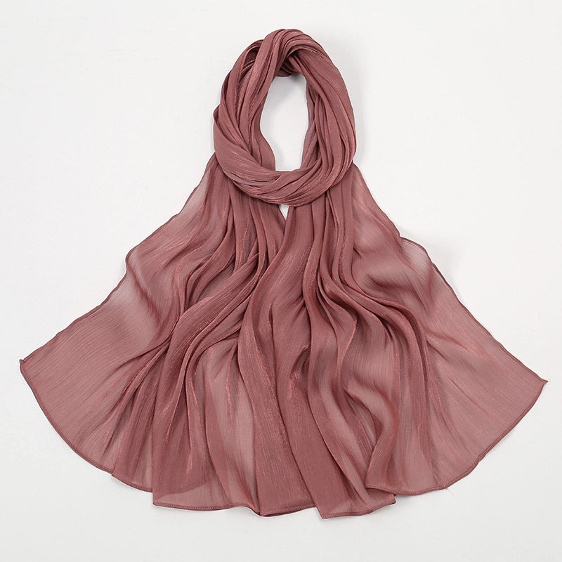 Women's Minimalist Solid Color Island Wrinkle Scarf Kerchief