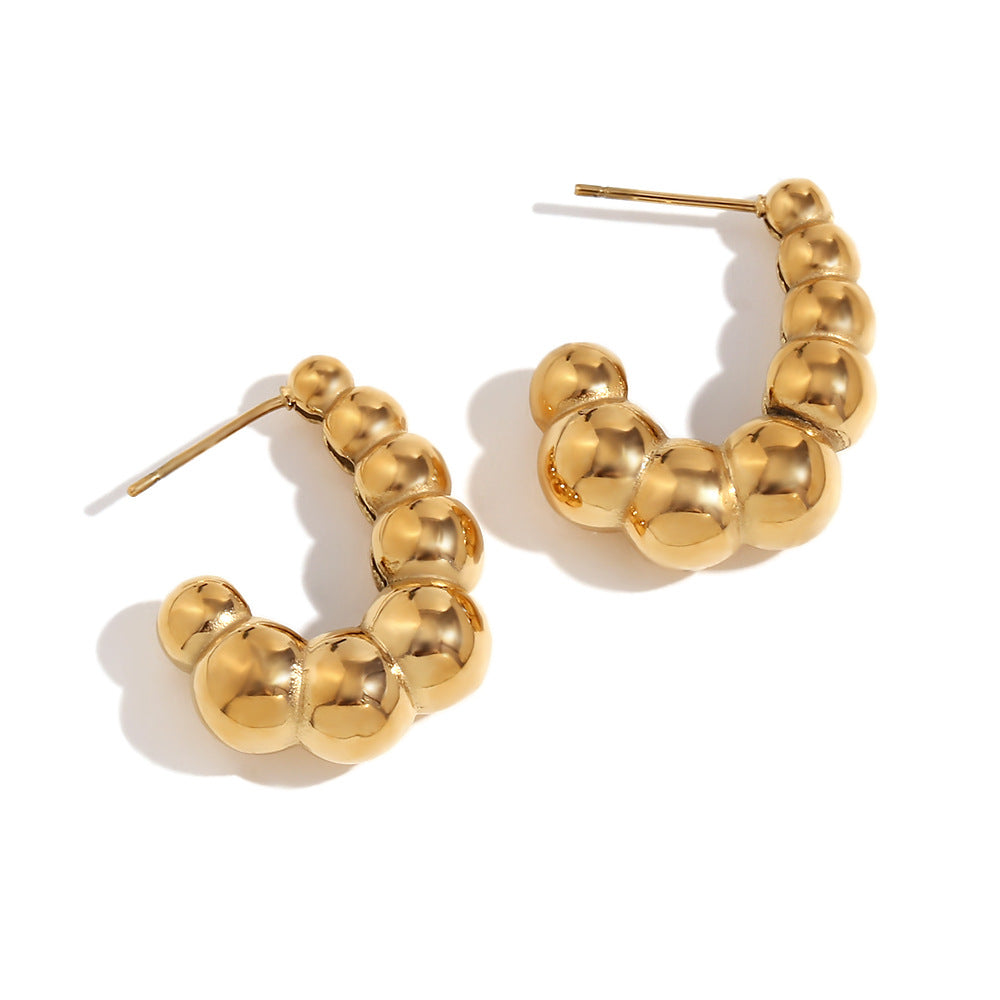 Fashion Triangle Circle Geometric Heart Stainless Steel 18K Gold Plated Earrings