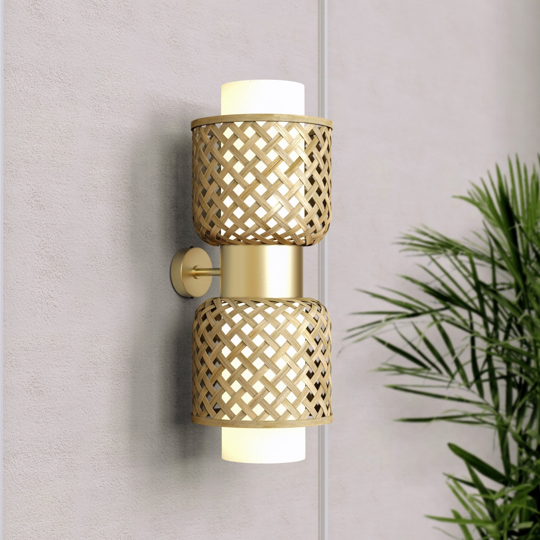 Metamorphosis Bamboo Wall Lamp Sconce DD: Handmade Cafe Lighting Restaurants Corner Decor [20cm/8in(Dia) X 55cm/22in(H)]