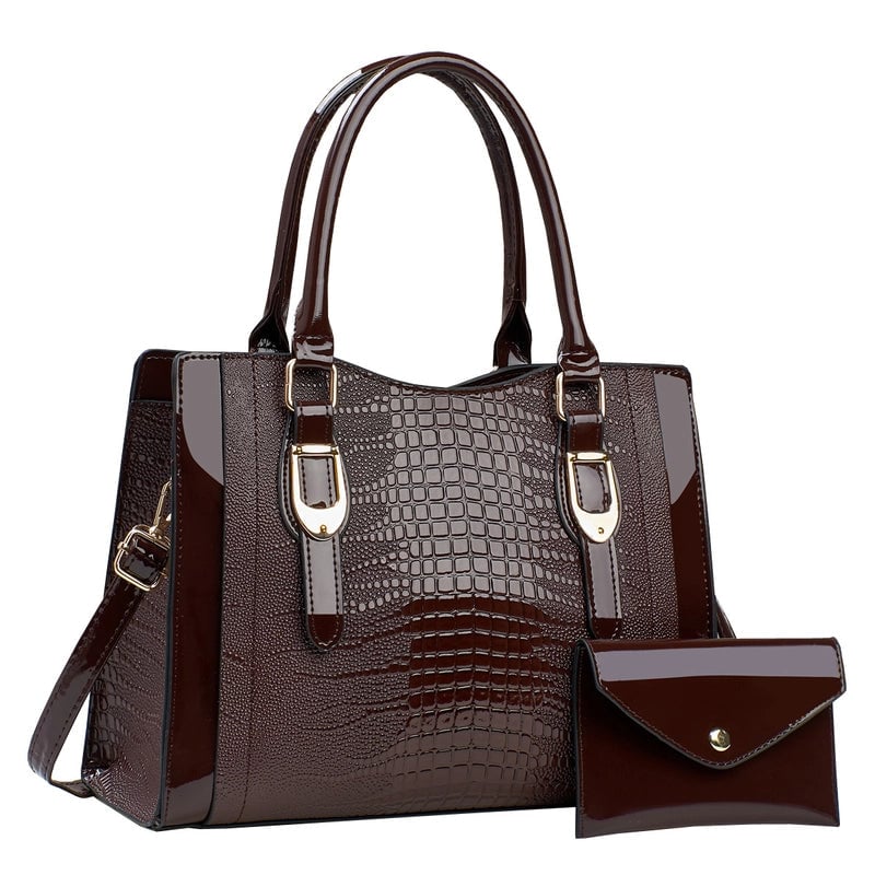 Women's Medium Pu Leather Solid Color Crocodile Vintage Style Classic Style Square Zipper Crossbody Bag
