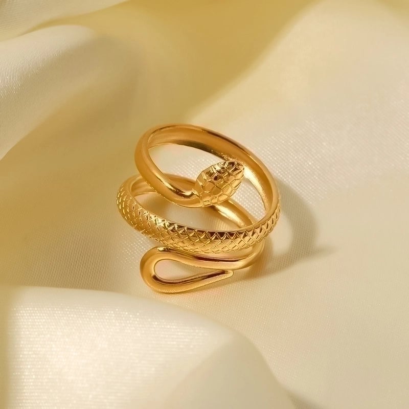 Fashion Snake 304 Stainless Steel 18K Gold Plated Plating Open Ring