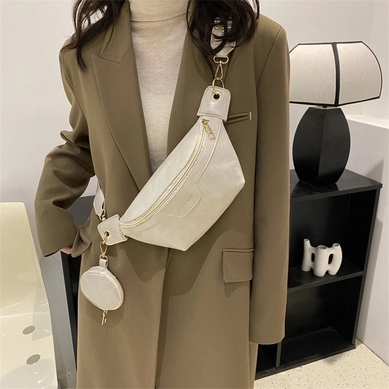 Women's Fashion Solid Color Pu Leather Waist Bags