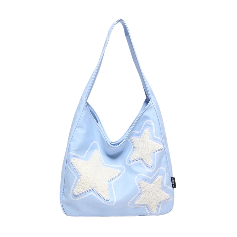 Women's Cloth Color Block Star Cute Streetwear Square Zipper Shoulder Bag