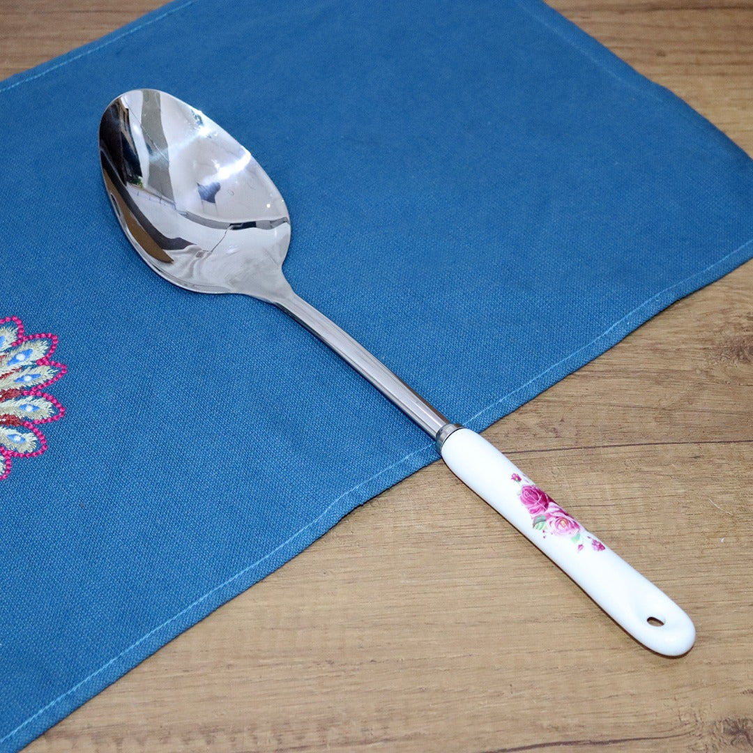 White Flowers Stainless Steel Utensils