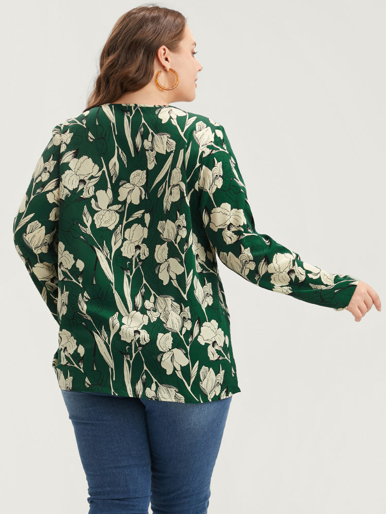 Floral Printed V Neck Blouse