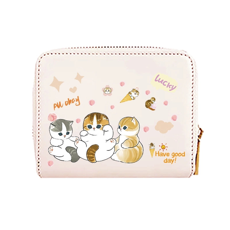 Wallet Card Bag Integrated Cute Women's Cat Cat Cartoon Large Capacity Small Korean Style Anti-degaussing