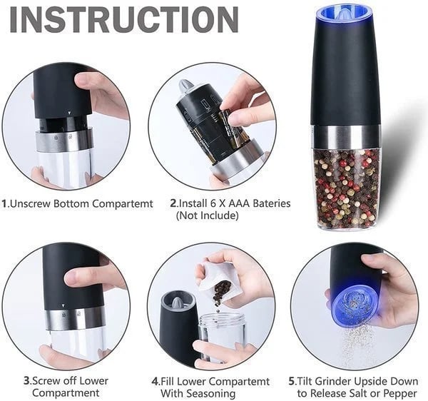 Gravity Electric Salt and Pepper Grinder