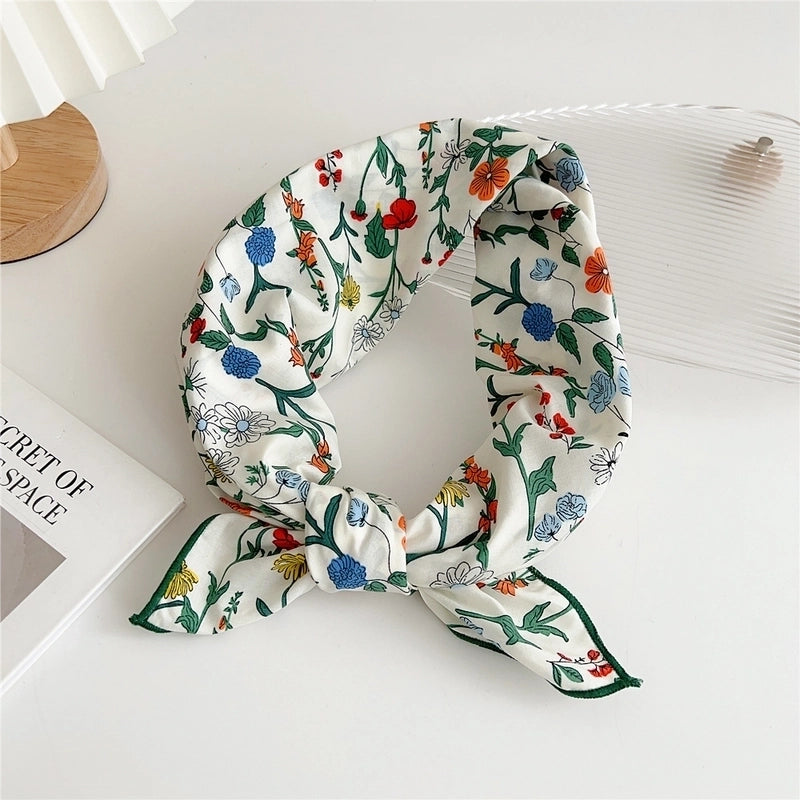 Women's Minimalist Flower Cotton And Linen Printing Scarf