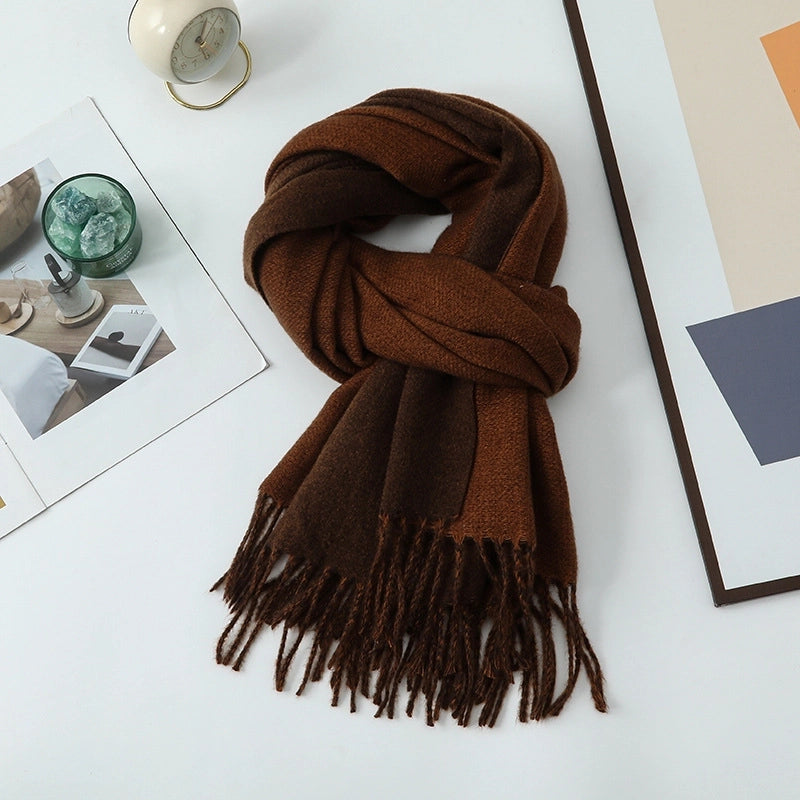 Cashmere Scarf Women's Winter Hot Imitation Cashmere Scarf Men's Shawl  Thickened Double-sided Wool Scarf