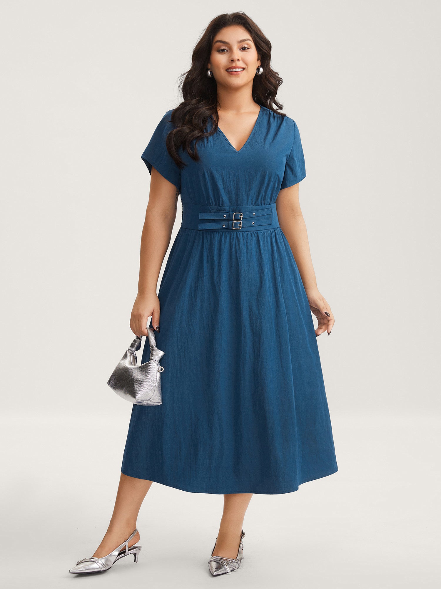 Belted Cinched-Waist Solid Maxi Dress
