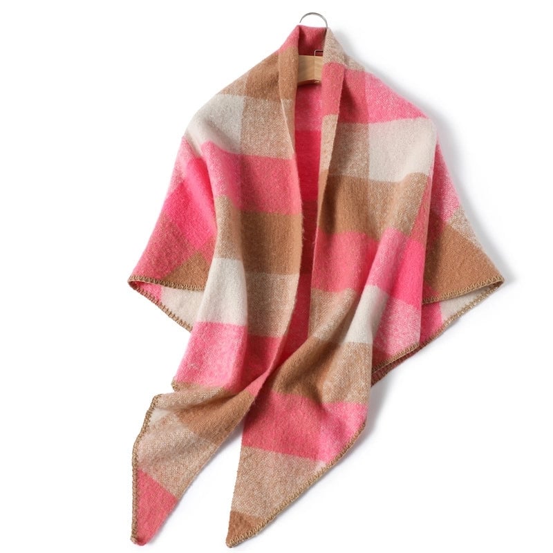 Unisex Vintage Style Lattice Imitation Cashmere Polyester Scarf
