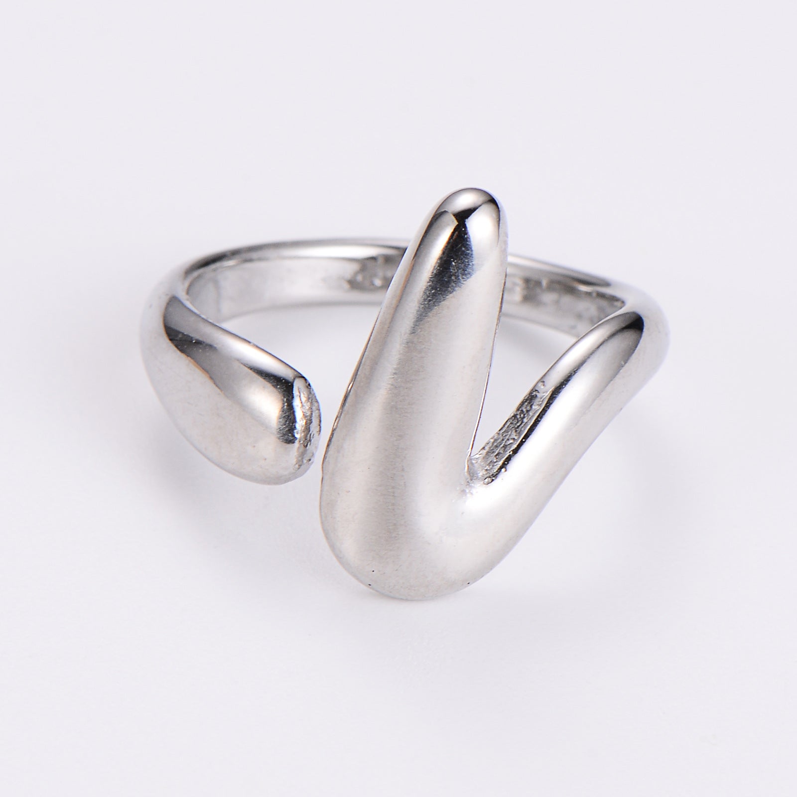 Aml Stainless Steel Fashion Popular V-Shaped Open Ring Female Fashion Versatile Ring