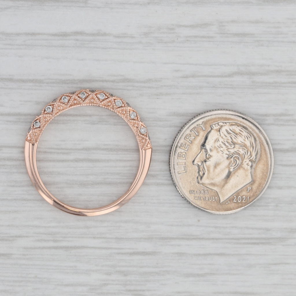 0.12ctw Diamond Stackable Ring 10k Rose Gold Wedding Anniversary Band IGL