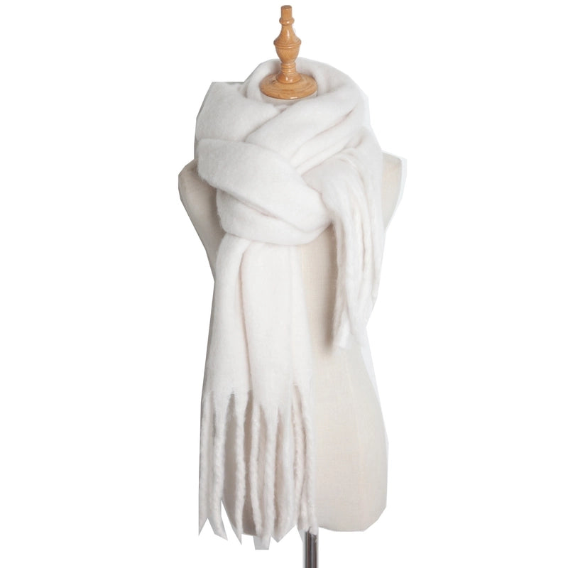 Autumn And Winter New Women's Shawl Long Tassel Thick Grass Green Thick Solid Color Scarf Multi-color Optional