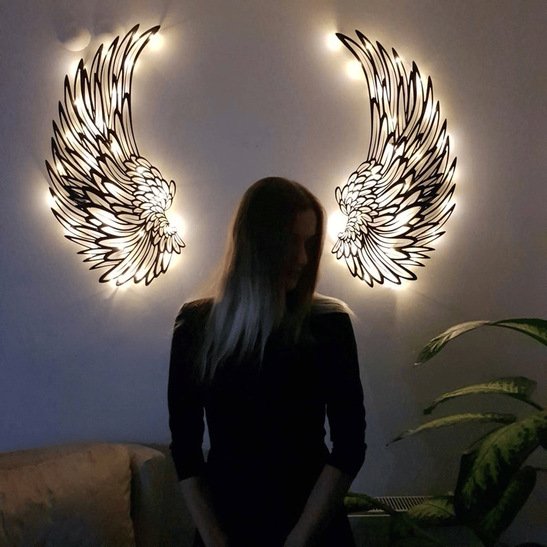 🔥LAST DAY 49% OFF🔥 - 1 PAIR ANGEL WINGS METAL WALL ART WITH LED LIGHTS-🎁GIFT TO HER【BUY 2 FREE SHIPPING】