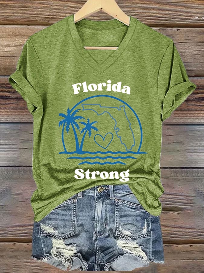 Women's Florida Strong Printed V-Neck T-Shirt