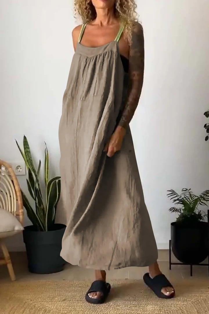 Women's Simple Cotton Linen Sling Dress🔥Free Shipping