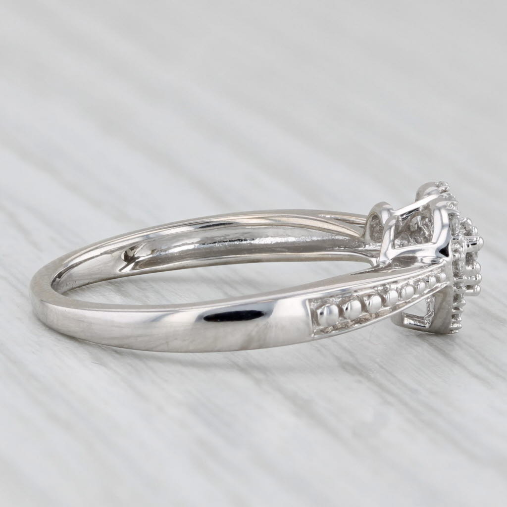 0.10ctw Diamond Heart Halo Ring 10k White Gold Size 7 Engagement