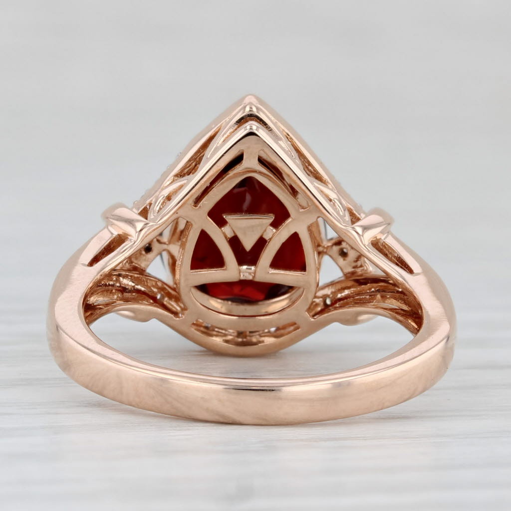 Le Vian 4.84ctw Pear Garnet Diamond Halo Ring 14k Rose Gold Size 7