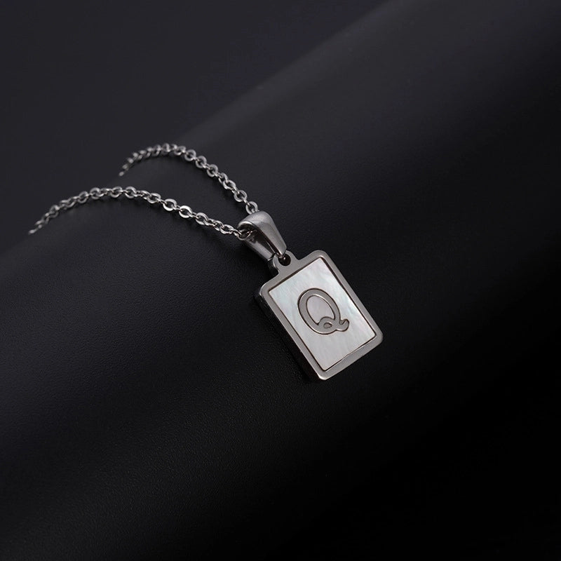 Minimalist Letter Rectangle 304 Stainless Steel Titanium Steel Shell 18K Gold Plated Plating Pendant Necklace