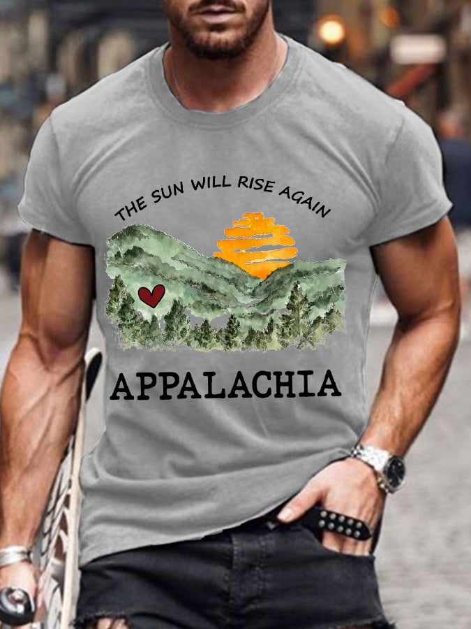 Men's Appalachia Strong.The Sun Will Rise Again Printed Casual T-Shirt