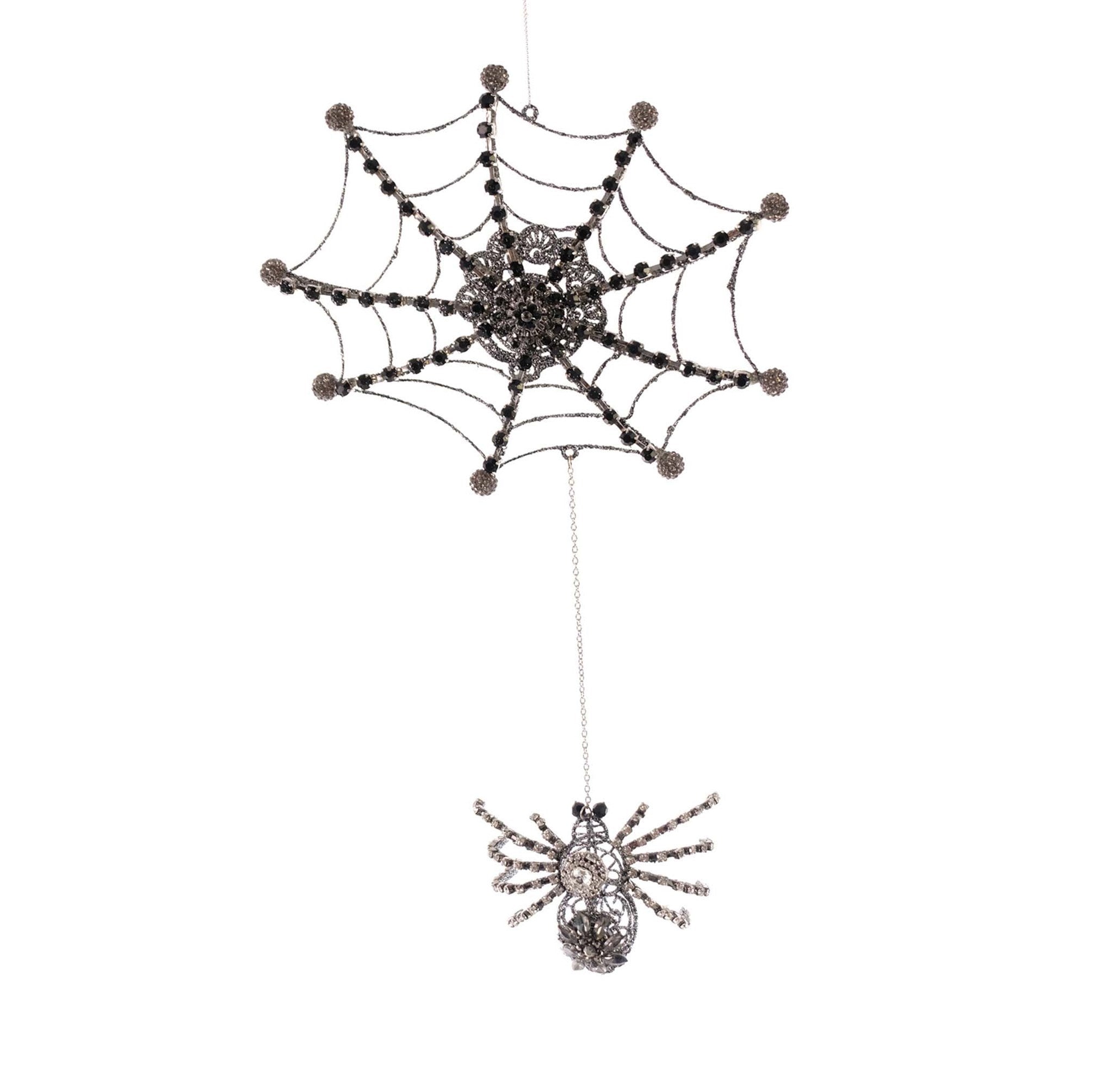 Jeweled Spider Web with Dangling Spider