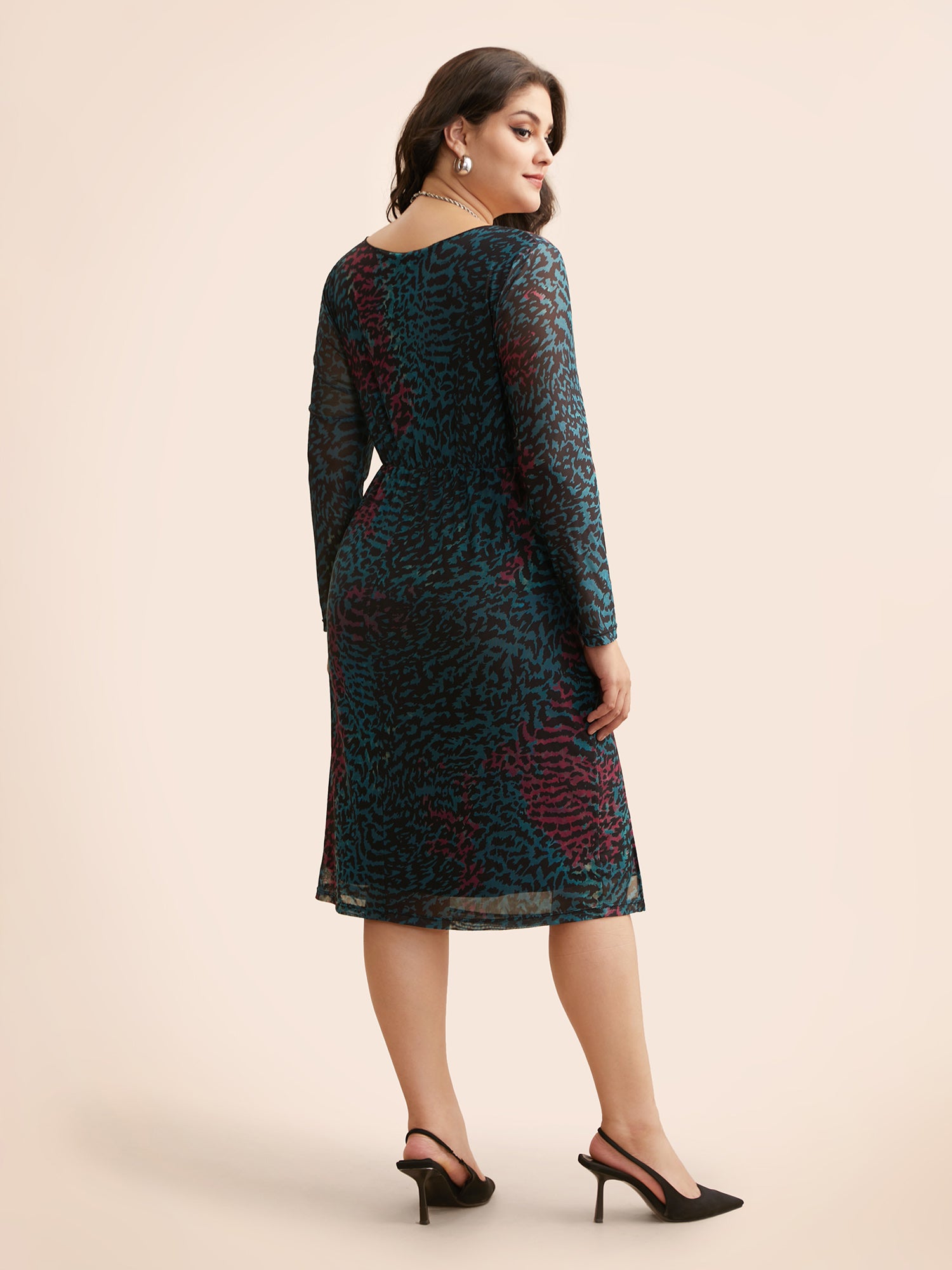 Leopard Print Ruched Split Hem Dress