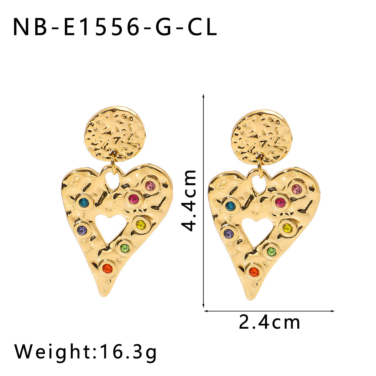 Ins Titanium Steel Heart Hollow Earrings Retro Diamond Style Stainless Steel 18K Gold Earrings Niche Earrings