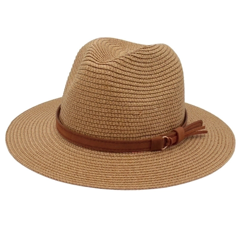 Unisex Pastoral Solid Color Wide Eaves Straw Hat