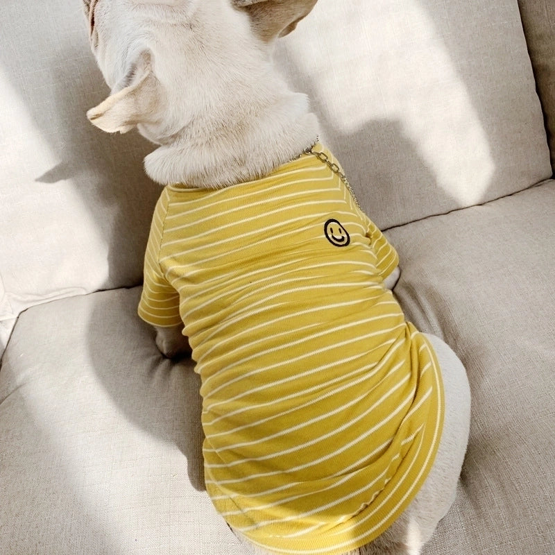 Summer Simple Color Block Striped Pet Cotton Shirt