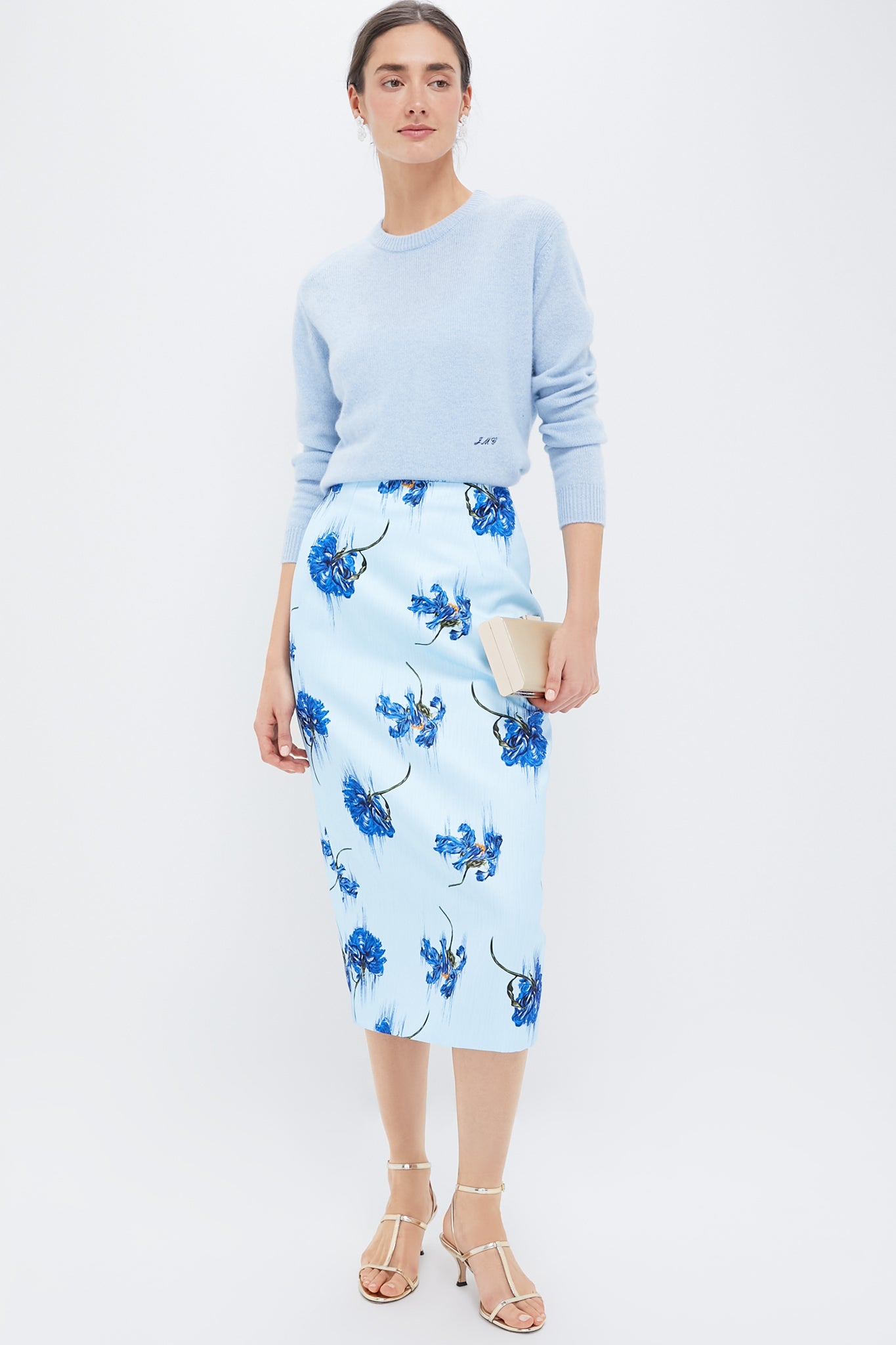 Blue Flowers on Duck Egg Lorelei Skirt