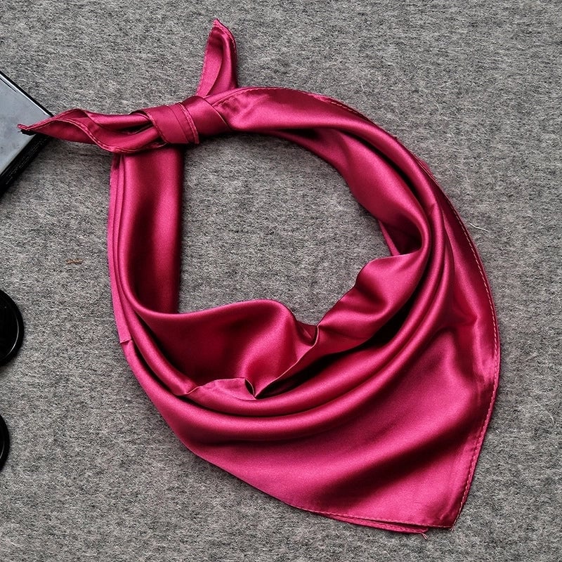 Women's Minimalist Solid Color Satin Printing Silk Scarf