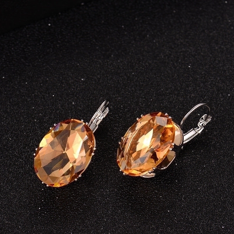 1 Pair Elegant Retro Oval Plating Inlay Copper Zircon Rhodium Plated Earrings