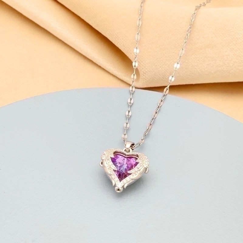Stainless Steel Fashion Gold Plated Heart Shape Pendant Necklace