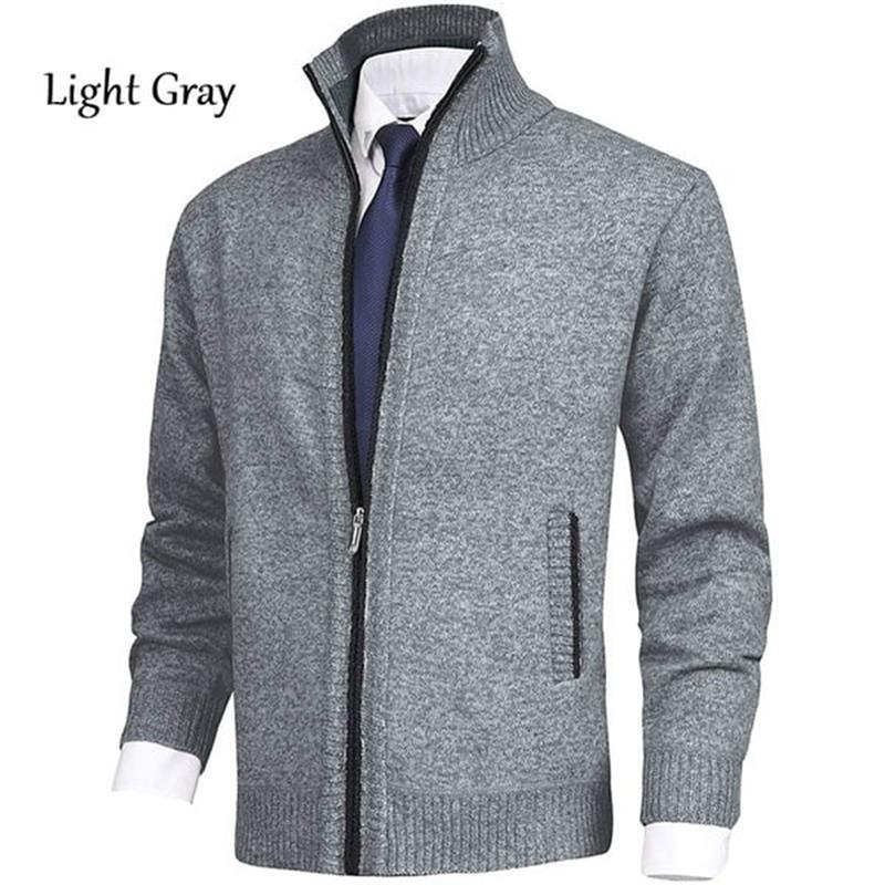 💥2024 Fall Sale 49% OFF🔥 Men's Solid Color Standing Collar Fashion Cardigan Sweater Knit Jacket
