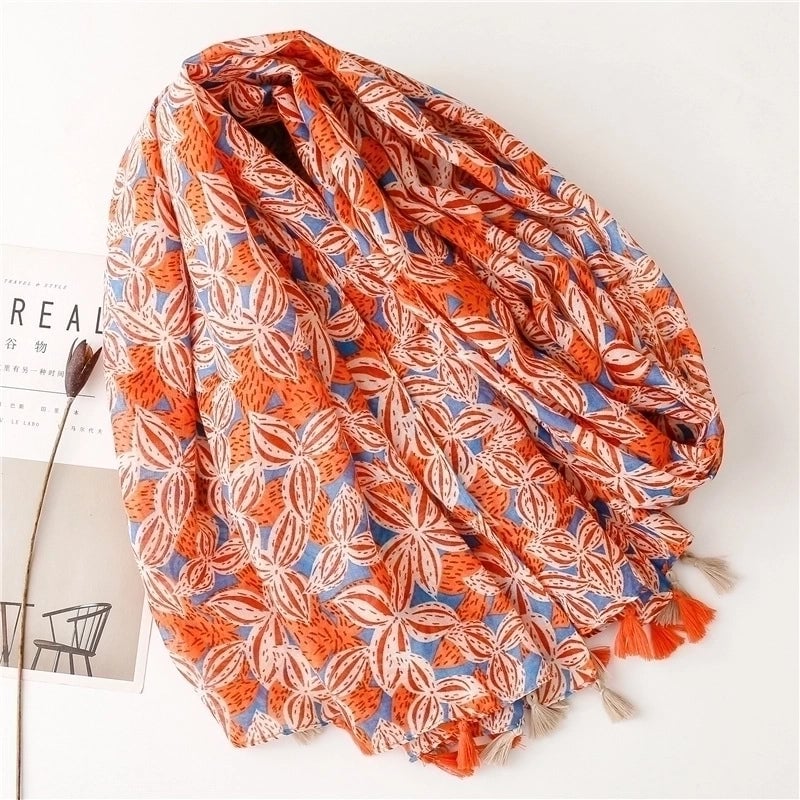 Women's Fashion Sweet Flower Polyester Tassel Winter Scarves