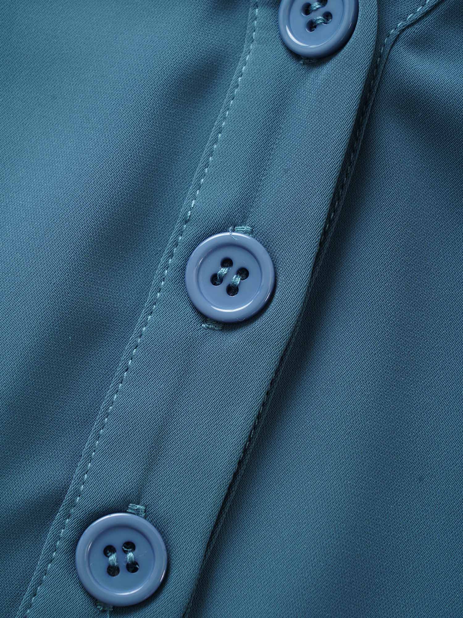 Anti-Wrinkle Shirt Collar Patched Pocket Tab Sleeve Blouse