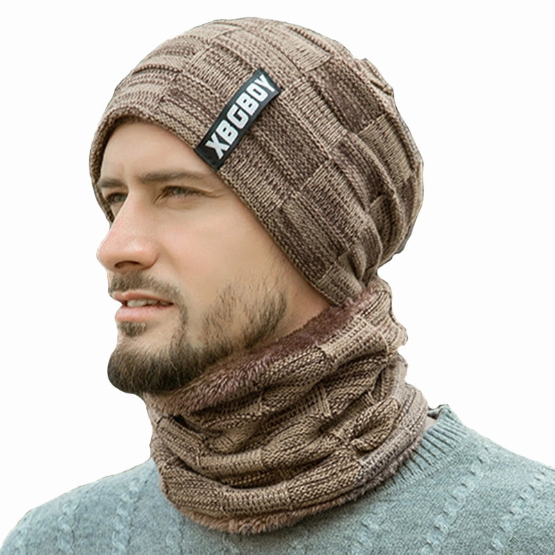Men's Fashion Letter Solid Color Crimping Wool Cap