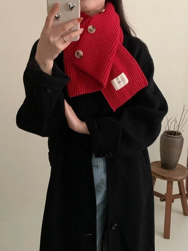 Women's Scarf Winter New Fashion Outer Pullover Scarf Women's Solid Color Collar Wool Knitted Shawl