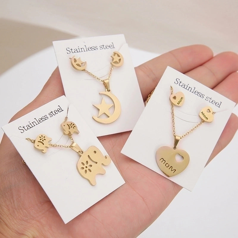 5 Pieces 2 Pieces Minimalist Star Cat Butterfly Stainless Steel Women's Jewelry Set