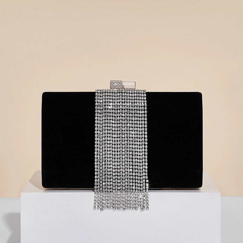 Black Red Dark Blue Corduroy Solid Color Square Evening Bags