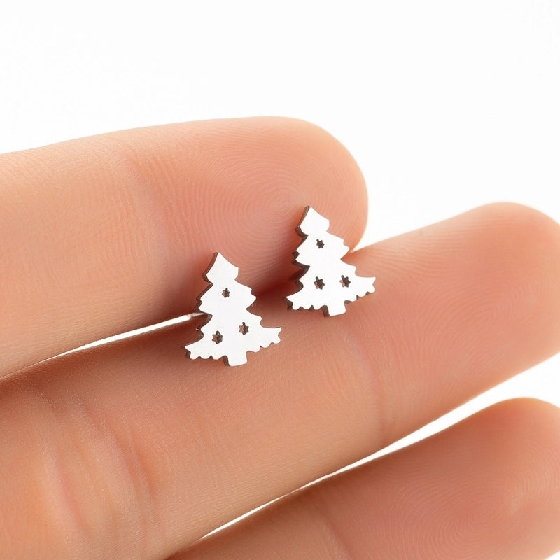 1 Pair Fashion Christmas Tree 304 Stainless Steel 18K Gold Plated Ear Studs