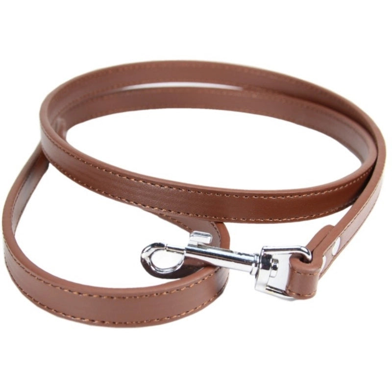 Simple Solid Color Pet Dog Cat Anti-lost Pu Leather Hand Holding Rope