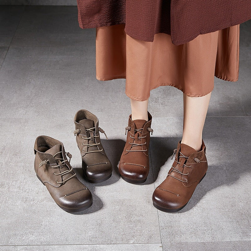Handmade Barefoot Ankle Booties Mori Girl Shoes Soft Leather in Grey/Coffee