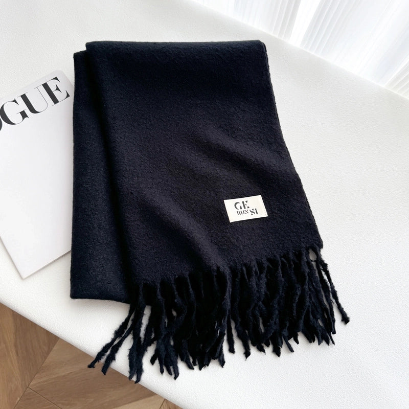 Women's Minimalist Solid Color Imitation Cashmere Tassel Scarf