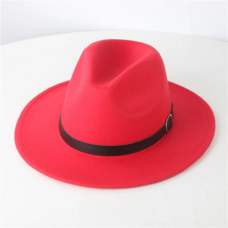 Retro Wool Hat Belt Brim Top Hat Women's Autumn And Winter  Casual Jazz Hat