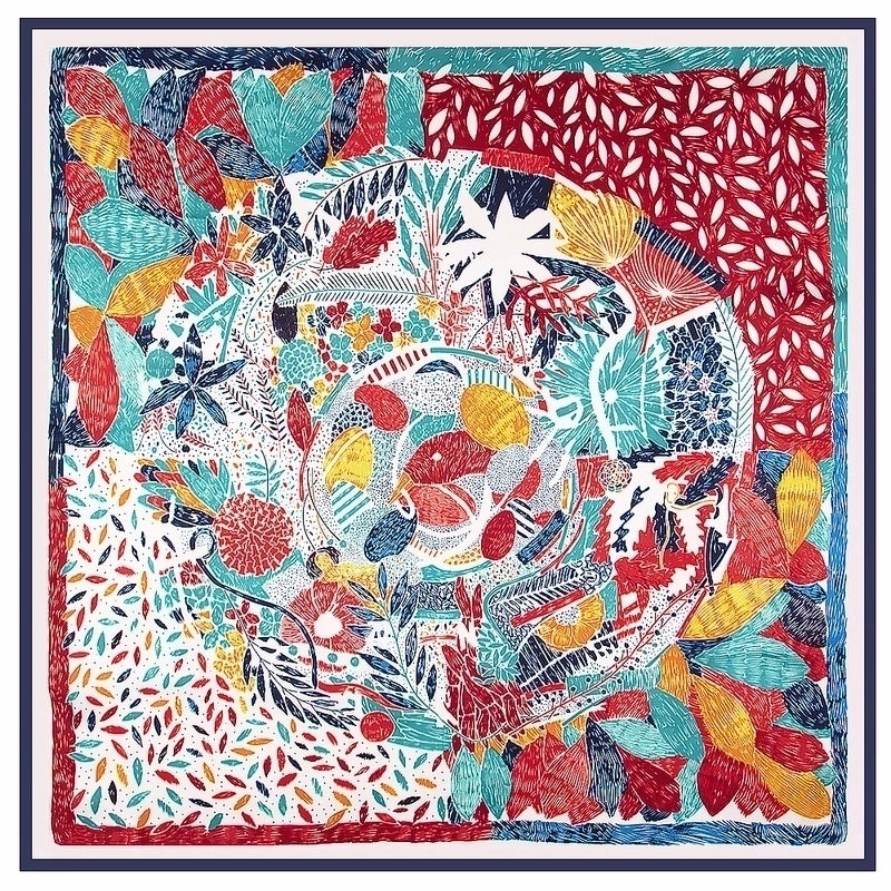 130cm Flower Carriage Twill Large Square Scarf Scarf Sunscreen Shawl