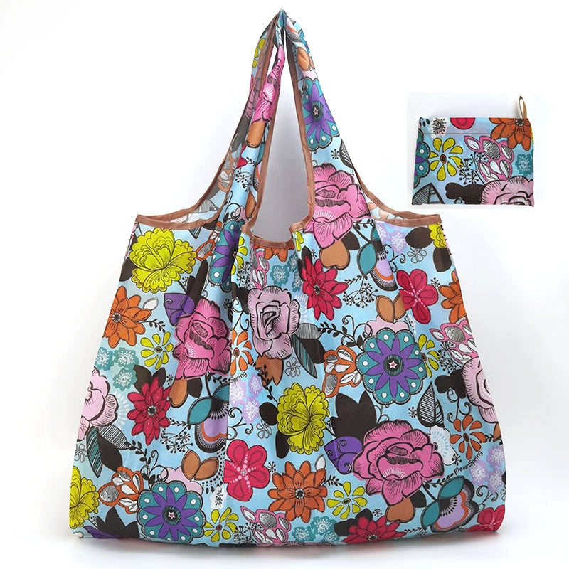 Printed Environmental Bag Large 210T Supermarket Folding Shopping Bag Thickened Tote Bag Shopping Bag